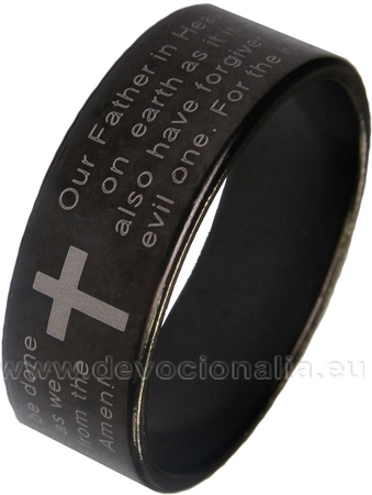 Keresztény gyűrű - Miatyánk - fekete