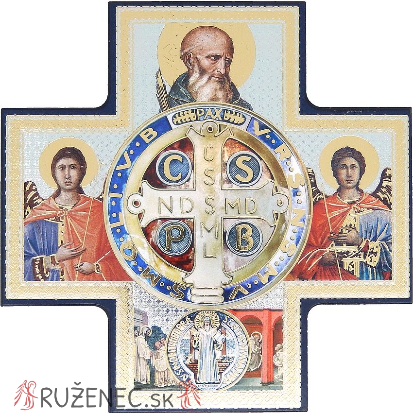 Kereszt ikon 15x15cm - Szent Benedek