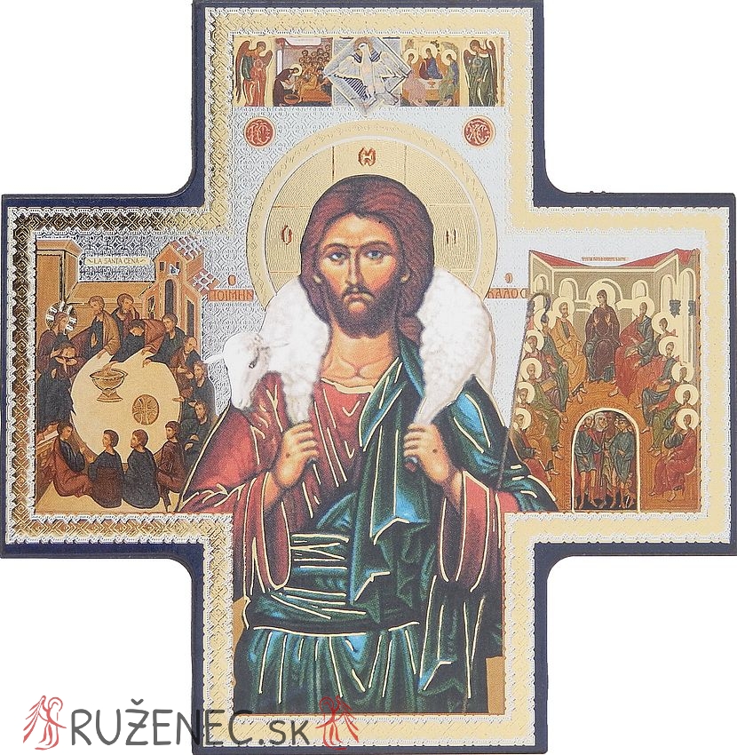 Kereszt ikon 15x15cm - Jó Pásztor