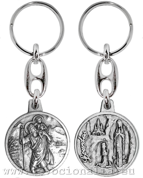 Kulcstartó - Szent Kristóf + Lourdesi Szűzanya