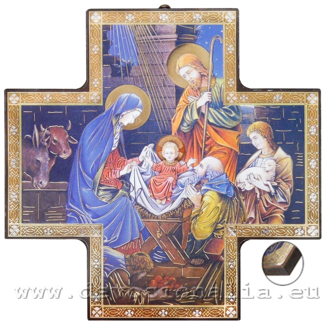 Karácsonyi kereszt ikon - 15x15cm - felfüggeszthető